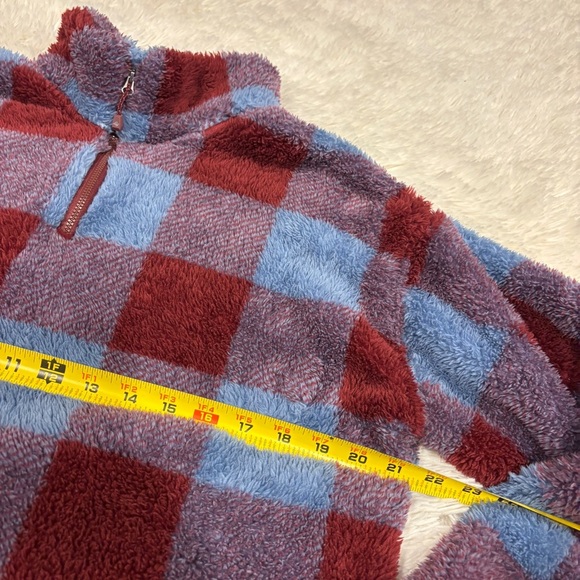 Eddie Bauer Women's Ultra Soft Fleece Quarter Zip Harbor Check Print Pullover M - Picture 6 of 11
